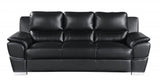 85" Black Leather Sofa With Silver Legs - Homeroots - Flyclothing LLC