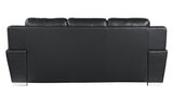 85" Black Leather Sofa With Silver Legs - Homeroots
