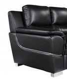 85" Black Leather Sofa With Silver Legs - Homeroots - Flyclothing LLC