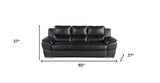 85" Black Leather Sofa With Silver Legs - Homeroots - Flyclothing LLC