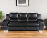 85" Black Leather Sofa With Silver Legs - Homeroots