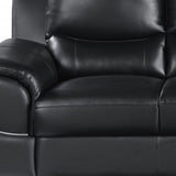 85" Black Leather Sofa With Silver Legs - Homeroots - Flyclothing LLC