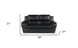 69" Black And Silver Faux Leather Love Seat - Homeroots - Flyclothing LLC