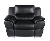 48" Black and Silver Leather Match Arm Chair - Homeroots