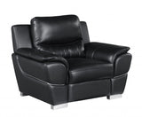 48" Black and Silver Leather Match Arm Chair - Homeroots