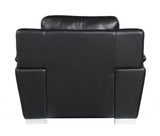 48" Black and Silver Leather Match Arm Chair - Homeroots