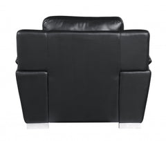 48" Black and Silver Leather Match Arm Chair