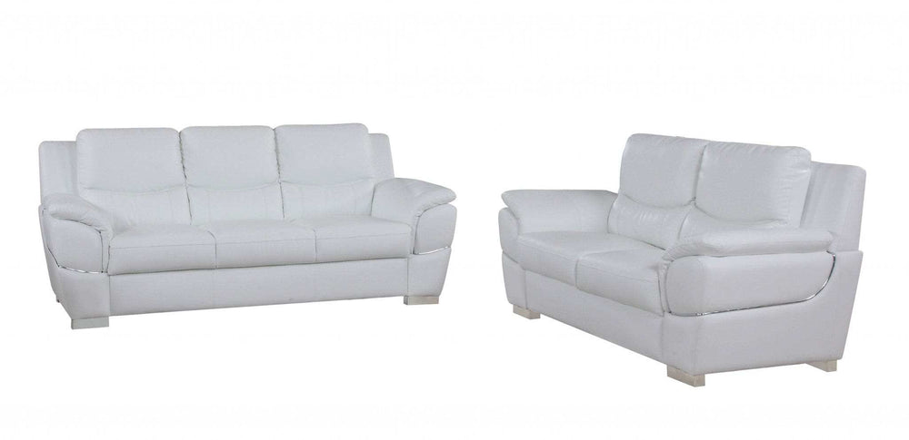 Three Piece Indoor White Genuine Leather Six Person Seating Set - Homeroots - Flyclothing LLC
