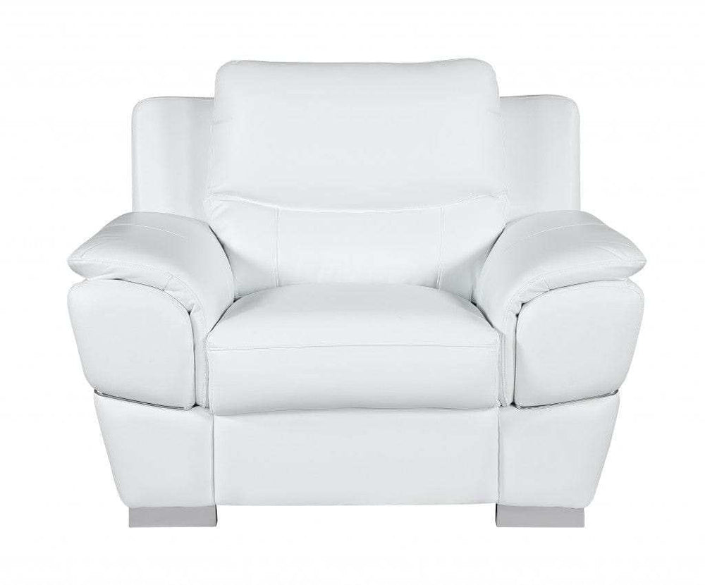 Three Piece Indoor White Genuine Leather Six Person Seating Set - Homeroots - Flyclothing LLC