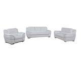 Three Piece Indoor White Genuine Leather Six Person Seating Set - Homeroots