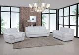 Three Piece Indoor White Genuine Leather Six Person Seating Set - Homeroots - Flyclothing LLC