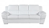 85" White Leather Sofa With Silver Legs - Homeroots - Flyclothing LLC