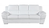85" White Leather Sofa With Silver Legs - Homeroots