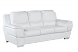 85" White Leather Sofa With Silver Legs - Homeroots