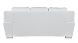 85" White Leather Sofa With Silver Legs - Homeroots