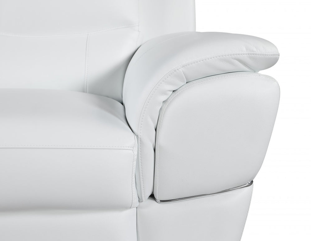85" White Leather Sofa With Silver Legs - Homeroots - Flyclothing LLC