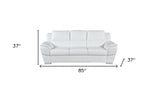 85" White Leather Sofa With Silver Legs - Homeroots - Flyclothing LLC