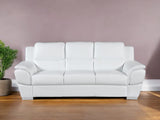 85" White Leather Sofa With Silver Legs - Homeroots
