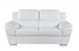 69" White And Silver Faux Leather Love Seat - Homeroots - Flyclothing LLC
