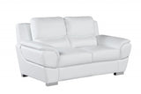 69" White And Silver Faux Leather Love Seat - Homeroots