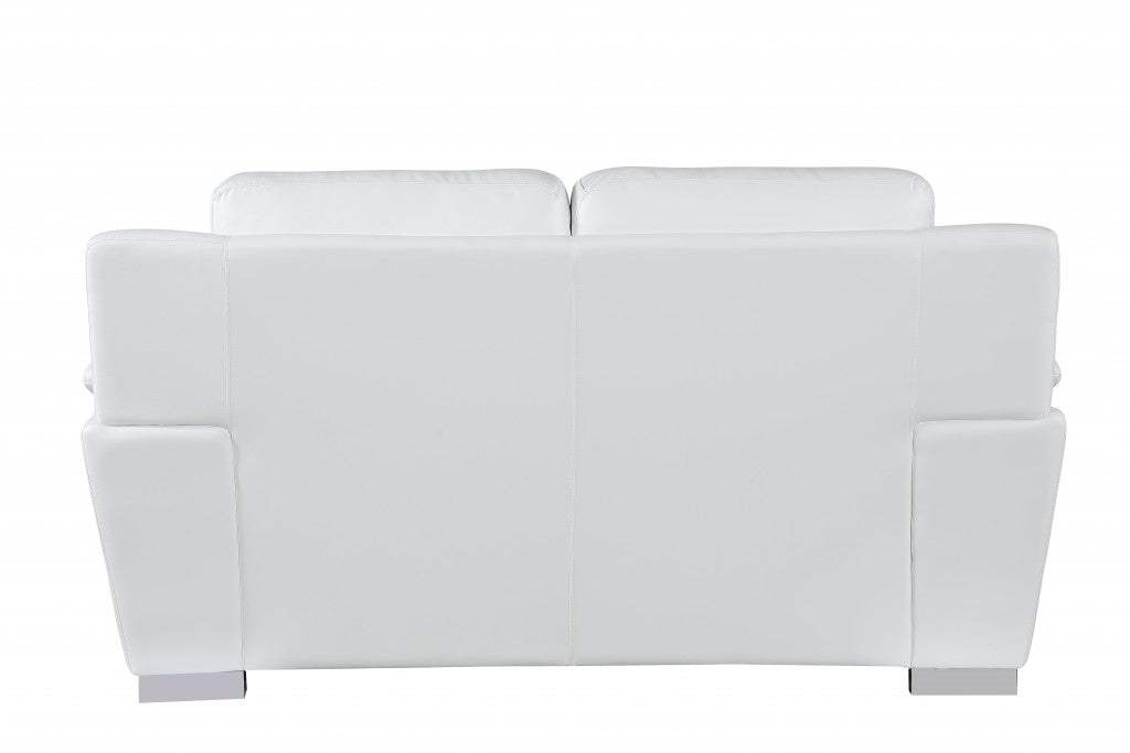 69" White And Silver Faux Leather Love Seat - Homeroots - Flyclothing LLC