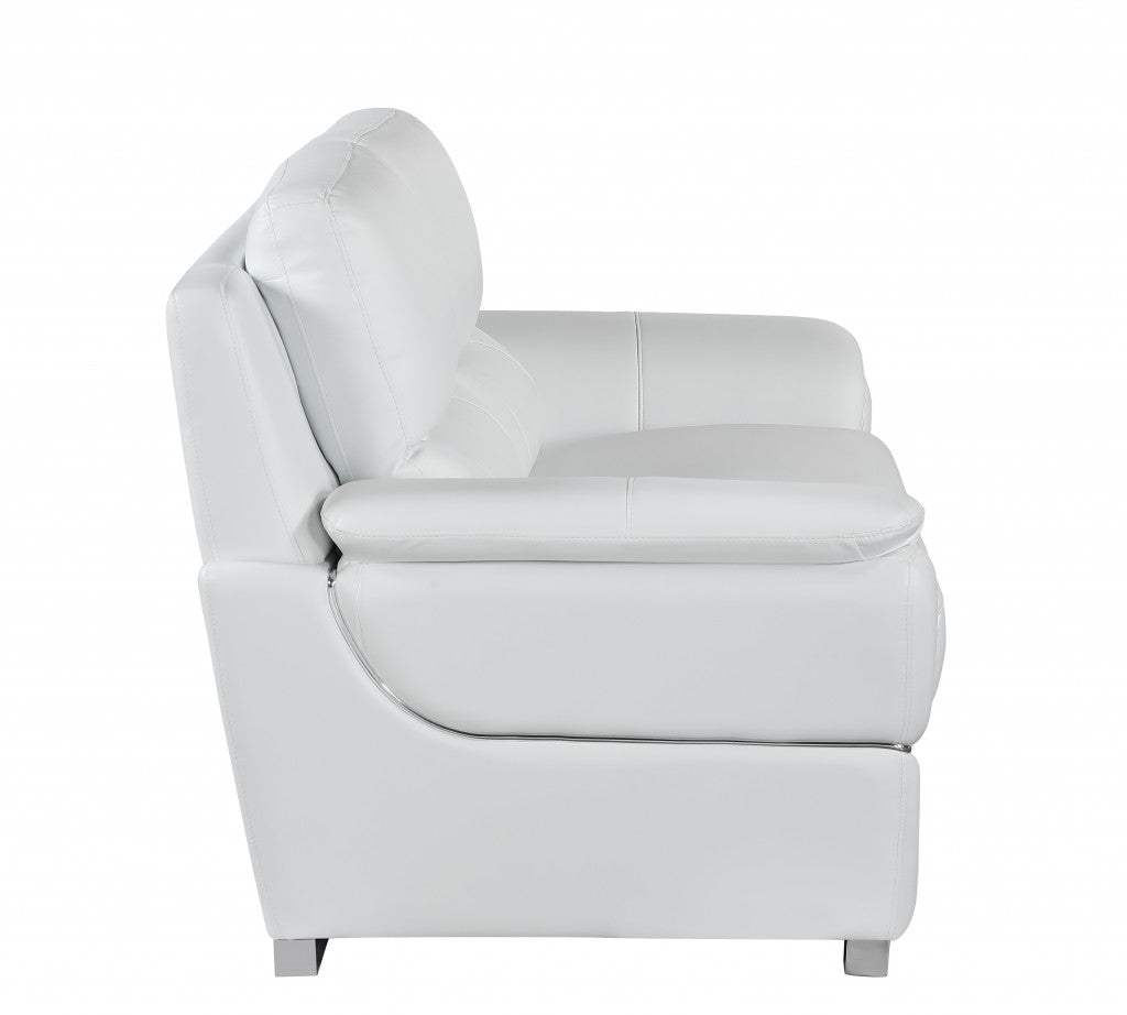 69" White And Silver Faux Leather Love Seat - Homeroots - Flyclothing LLC
