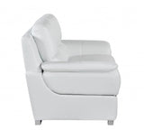 69" White And Silver Faux Leather Love Seat - Homeroots