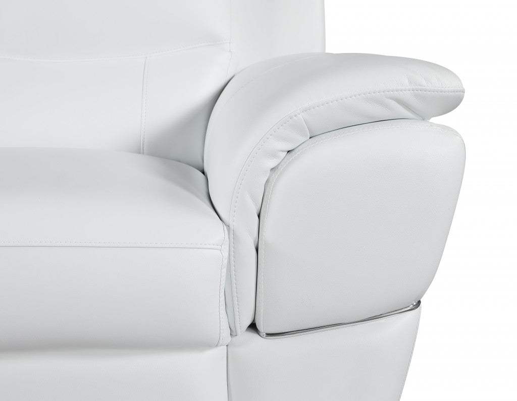 69" White And Silver Faux Leather Love Seat - Homeroots - Flyclothing LLC