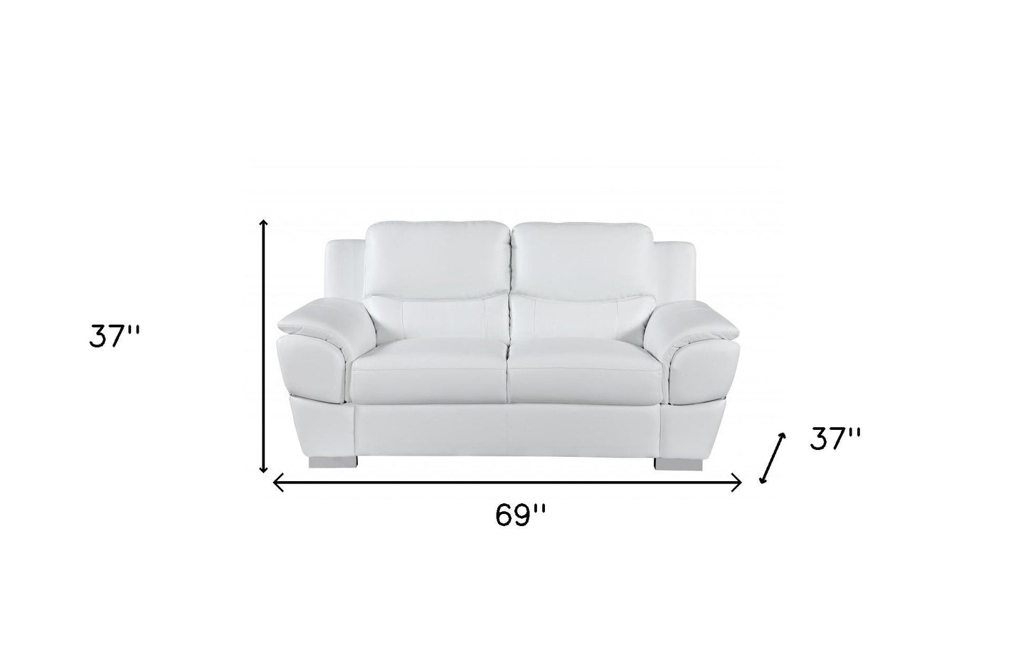 69" White And Silver Faux Leather Love Seat - Homeroots - Flyclothing LLC