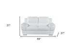 69" White And Silver Faux Leather Love Seat - Homeroots - Flyclothing LLC