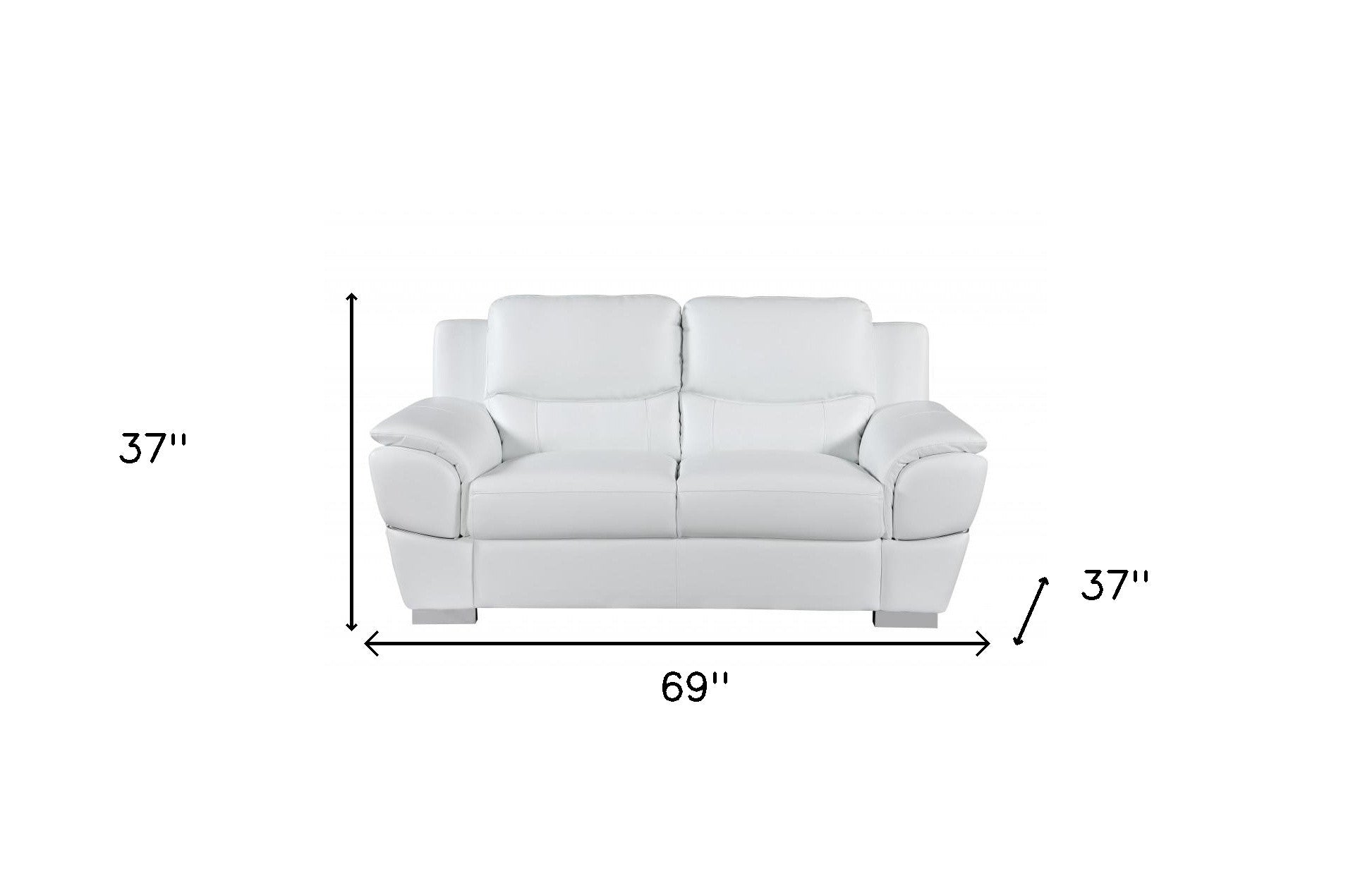 69" White And Silver Faux Leather Love Seat - Homeroots - Flyclothing LLC