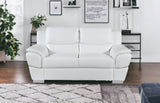 69" White And Silver Faux Leather Love Seat - Homeroots