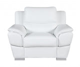 48" White and Silver Leather Match Arm Chair - Homeroots - Flyclothing LLC