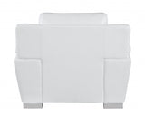 48" White and Silver Leather Match Arm Chair - Homeroots - Flyclothing LLC