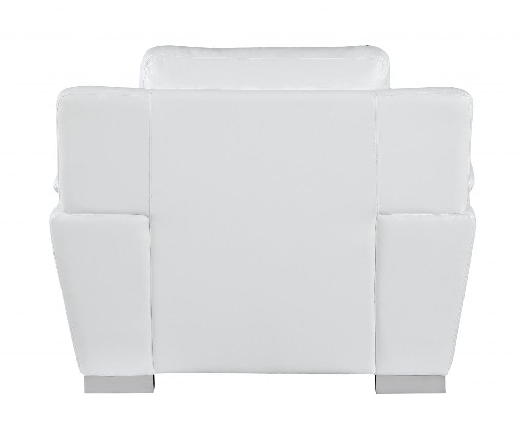48" White and Silver Leather Match Arm Chair - Homeroots - Flyclothing LLC