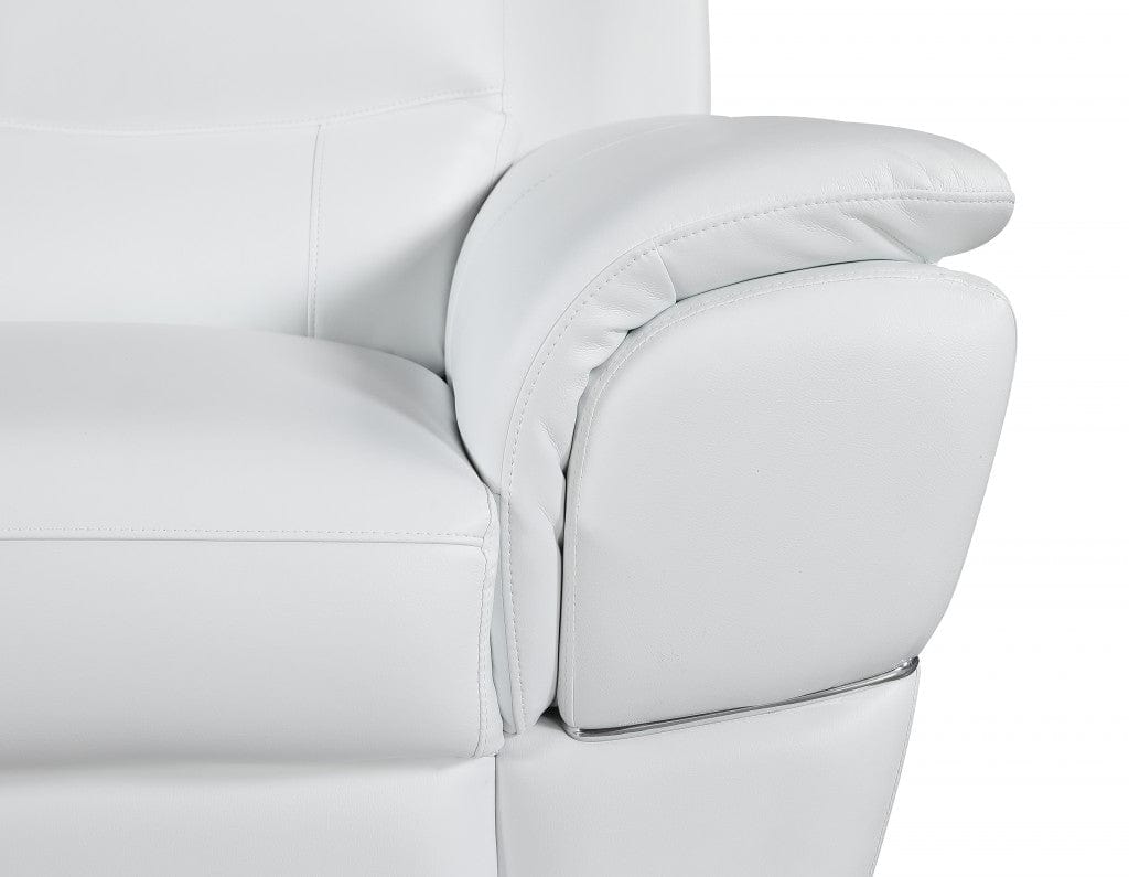 48" White and Silver Leather Match Arm Chair - Homeroots - Flyclothing LLC