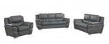 Three Piece Indoor Gray Genuine Leather Six Person Seating Set - Homeroots