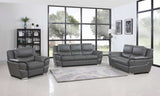 Three Piece Indoor Gray Genuine Leather Six Person Seating Set - Homeroots - Flyclothing LLC