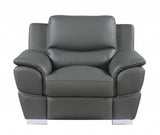 Three Piece Indoor Gray Genuine Leather Six Person Seating Set - Homeroots - Flyclothing LLC