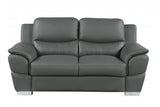 Three Piece Indoor Gray Genuine Leather Six Person Seating Set - Homeroots