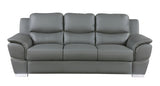 85" Gray Leather Sofa With Silver Legs - Homeroots - Flyclothing LLC