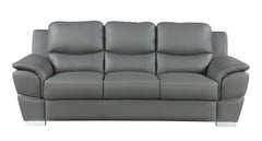 85" Gray Leather Sofa With Silver Legs