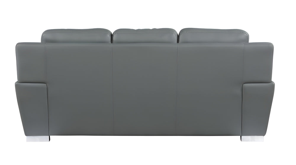 85" Gray Leather Sofa With Silver Legs - Homeroots - Flyclothing LLC