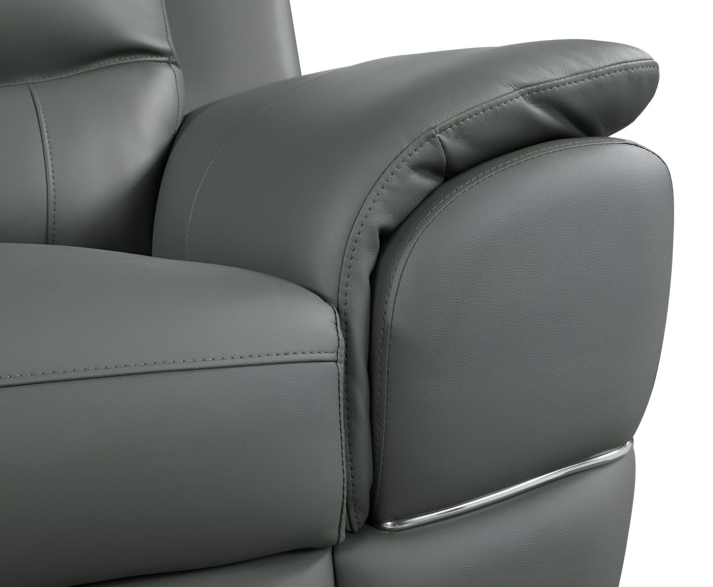 85" Gray Leather Sofa With Silver Legs - Homeroots - Flyclothing LLC
