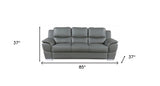 85" Gray Leather Sofa With Silver Legs - Homeroots - Flyclothing LLC