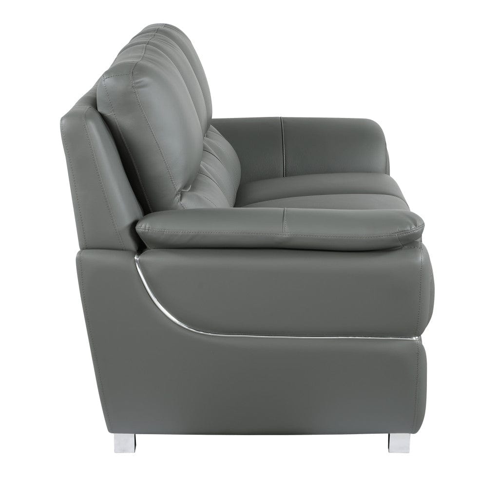 69" Gray And Silver Faux Leather Love Seat - Homeroots - Flyclothing LLC