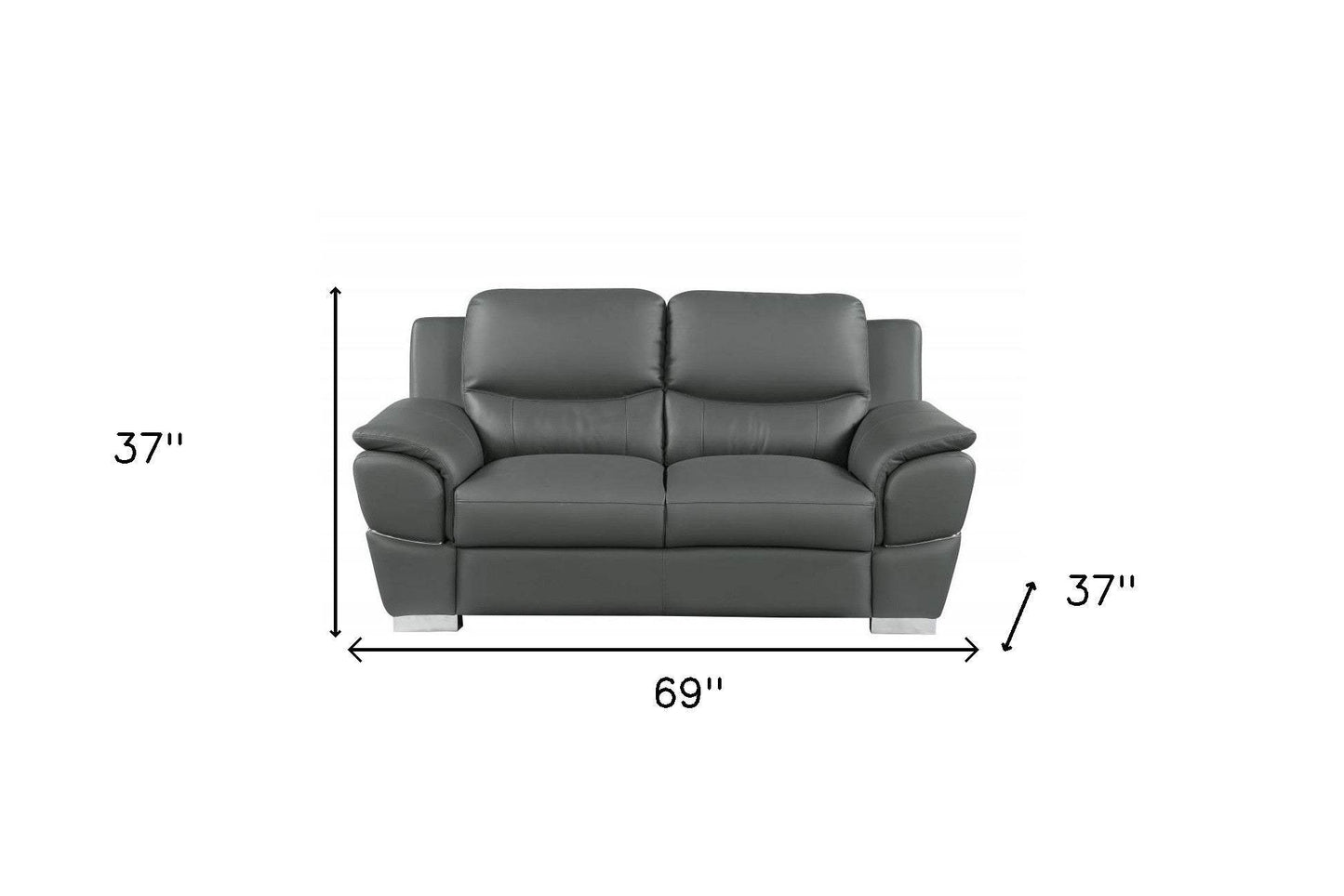69" Gray And Silver Faux Leather Love Seat - Homeroots - Flyclothing LLC