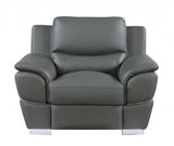 48" Gray and Silver Leather Match Arm Chair - Homeroots - Flyclothing LLC