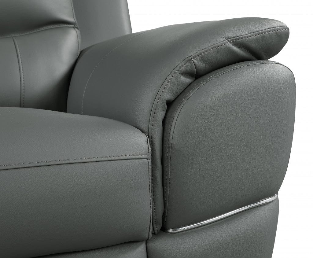 48" Gray and Silver Leather Match Arm Chair - Homeroots - Flyclothing LLC