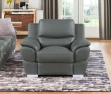 48" Gray and Silver Leather Match Arm Chair - Homeroots